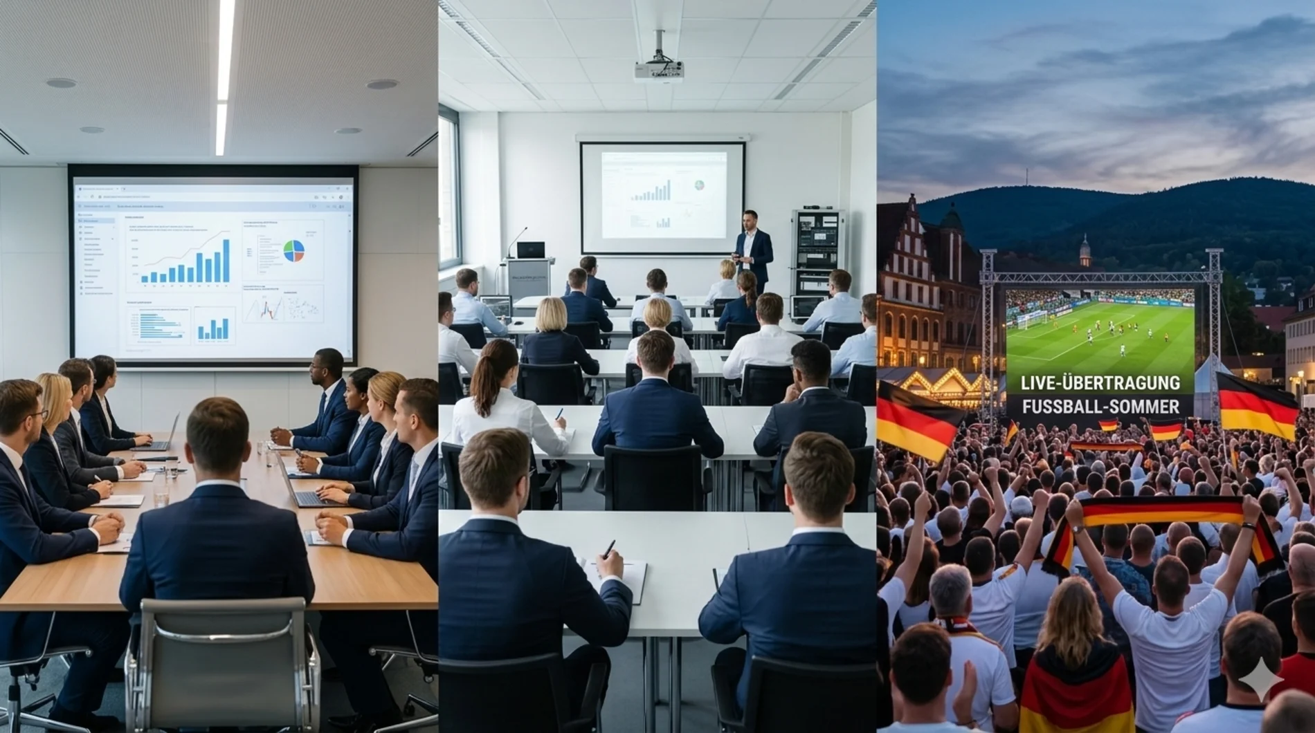 Triptychon Medientechnik Petershagen: Professionelle Projektionen für Firmenevents, Schulungen und Public Viewing an der Weser.