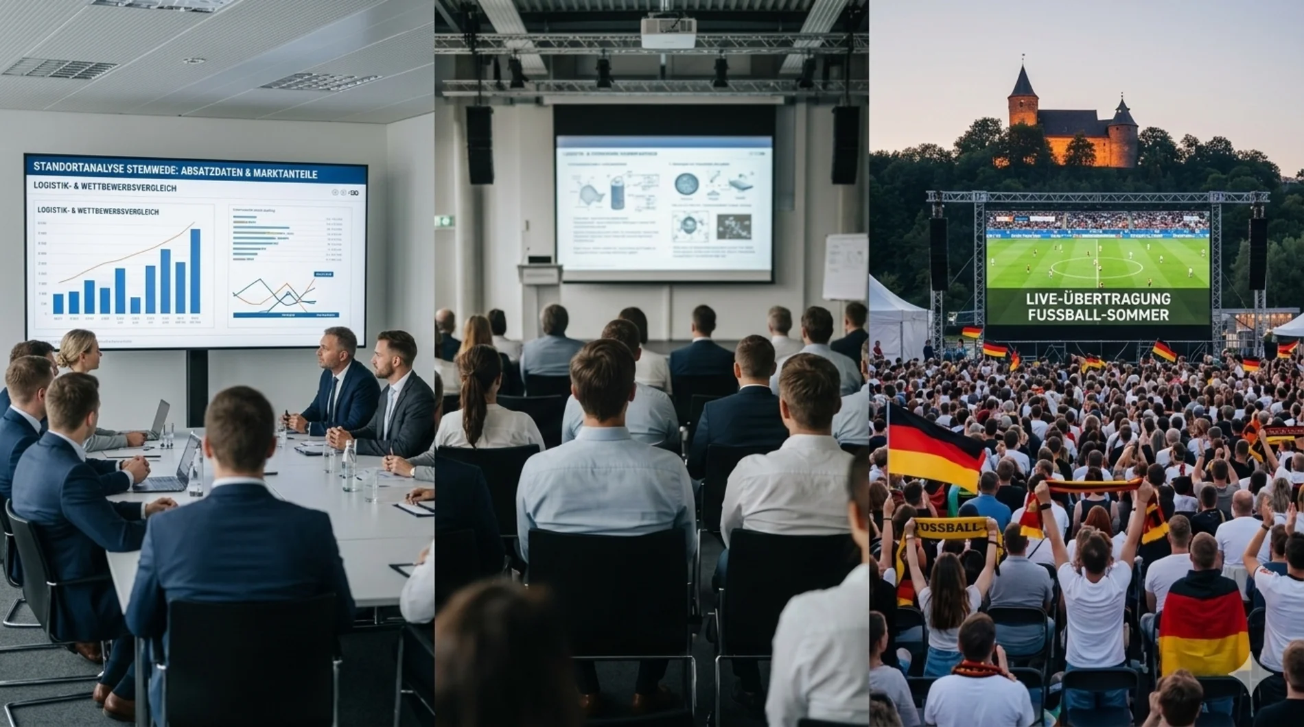 Triptychon Medientechnik Vlotho: Professionelle Projektionen für Firmen-Events, Seminare und Public Viewing an der Weser.