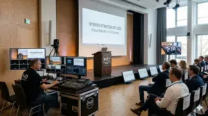 Professionelle mobile 4K-Videoregie und Kameras für ein Hybrid-Event in Minden von PvD.