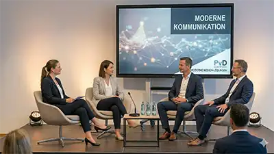 Diskrete Funk-Headsets und Diskussions-Technik für eine Talkrunde in Minden.
